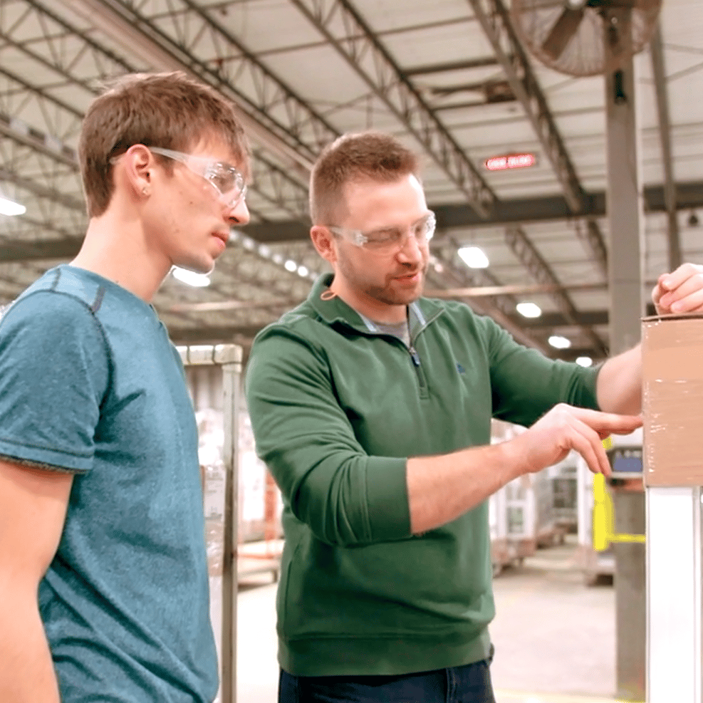 two employees working